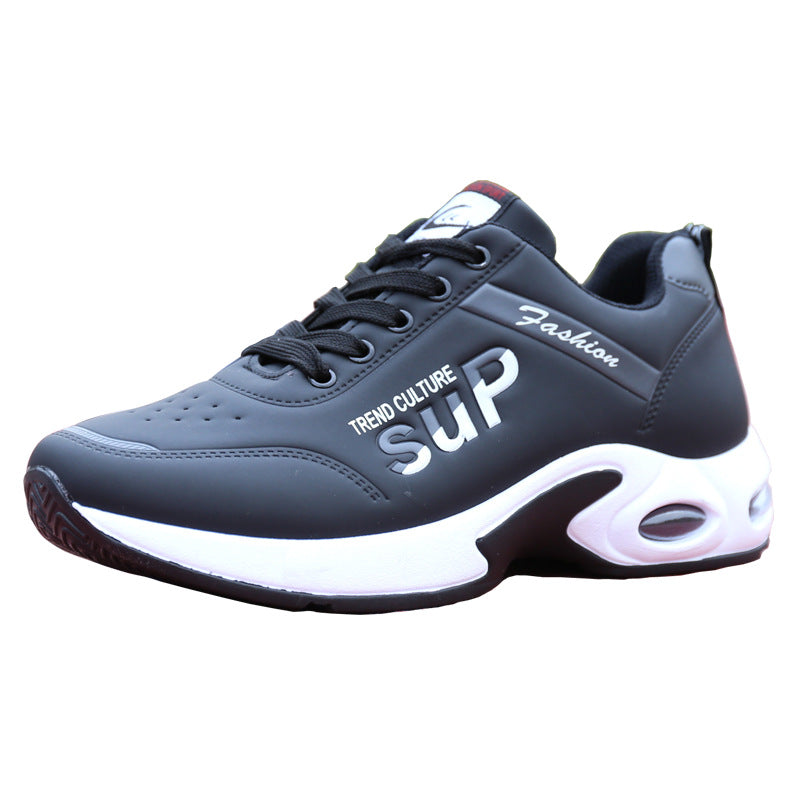 Men's Leisure Travel Shoes Students' White Leather Running Shoes