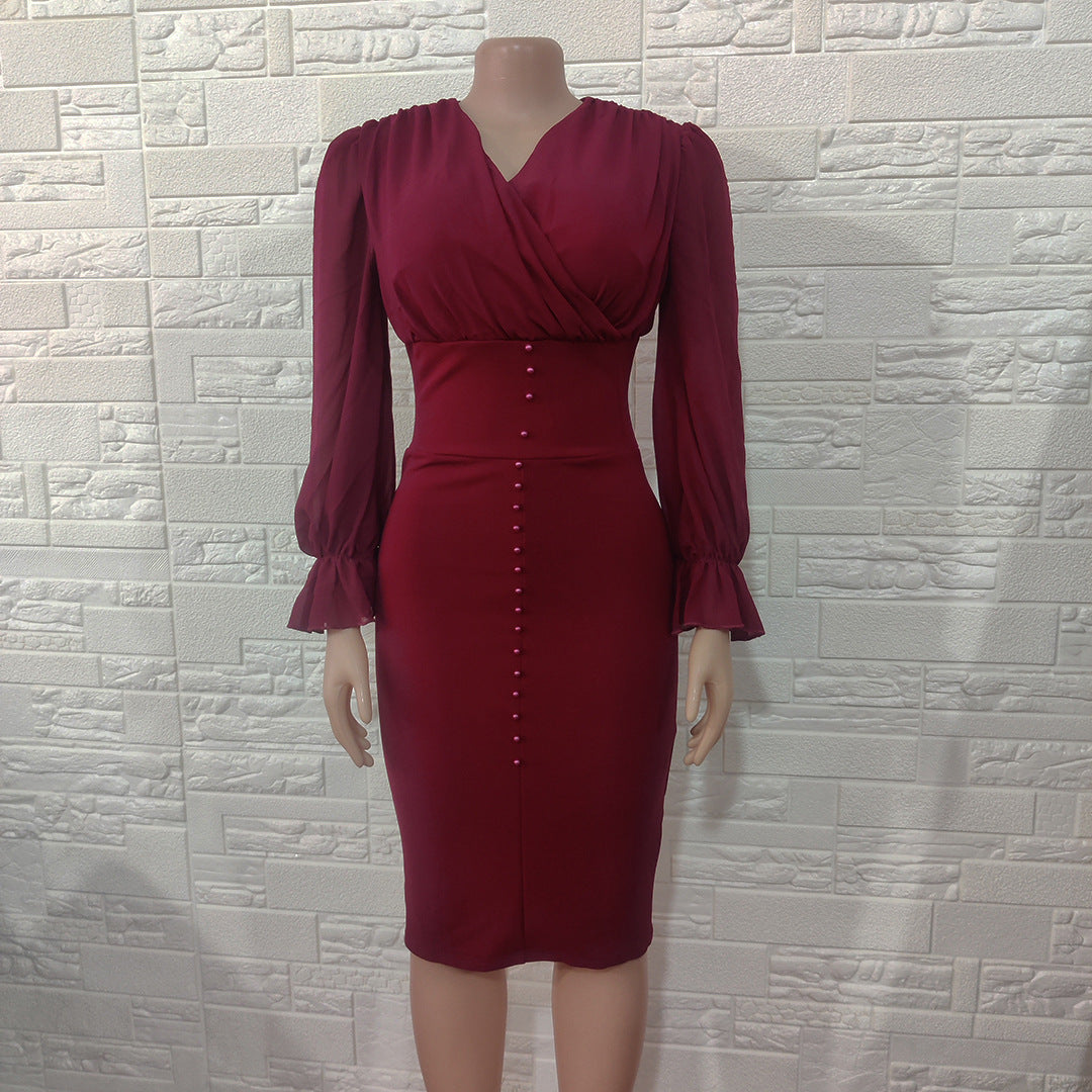New Women's Mid-length Package Hip Dress