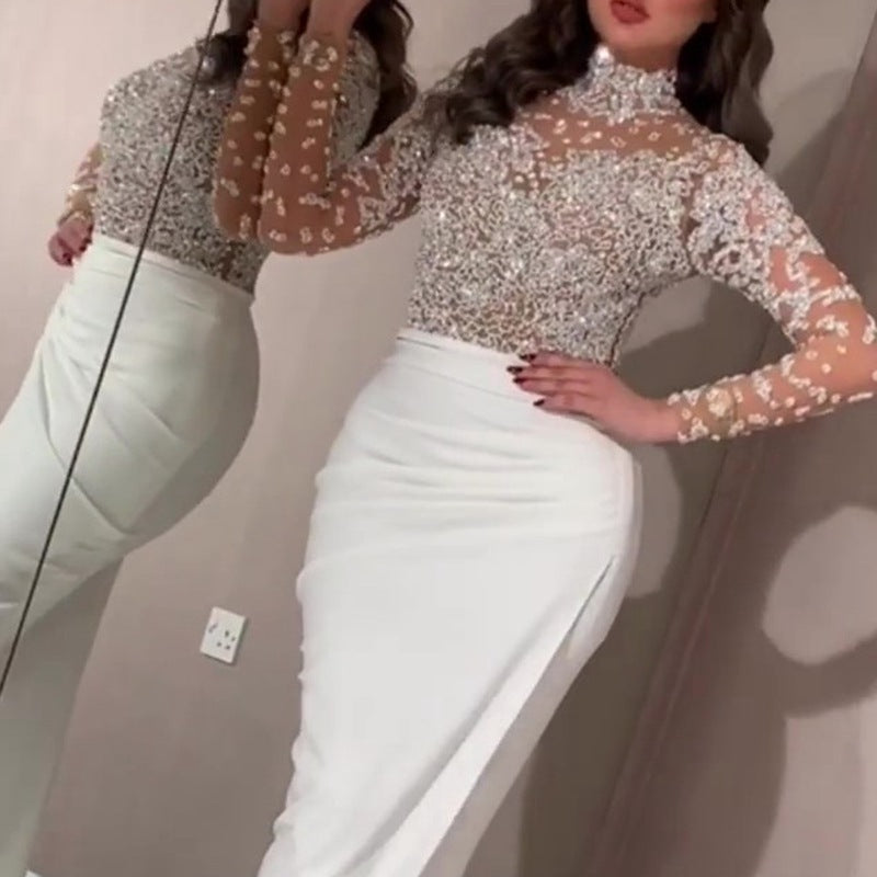 Robe de soirée à manches longues et jupe longue(CJ)