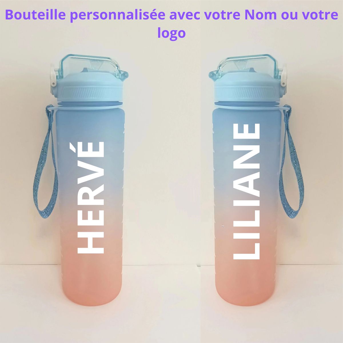 HydroStyle - Bouteille Personnalisable avec Paille de Grande Capacité (1L)