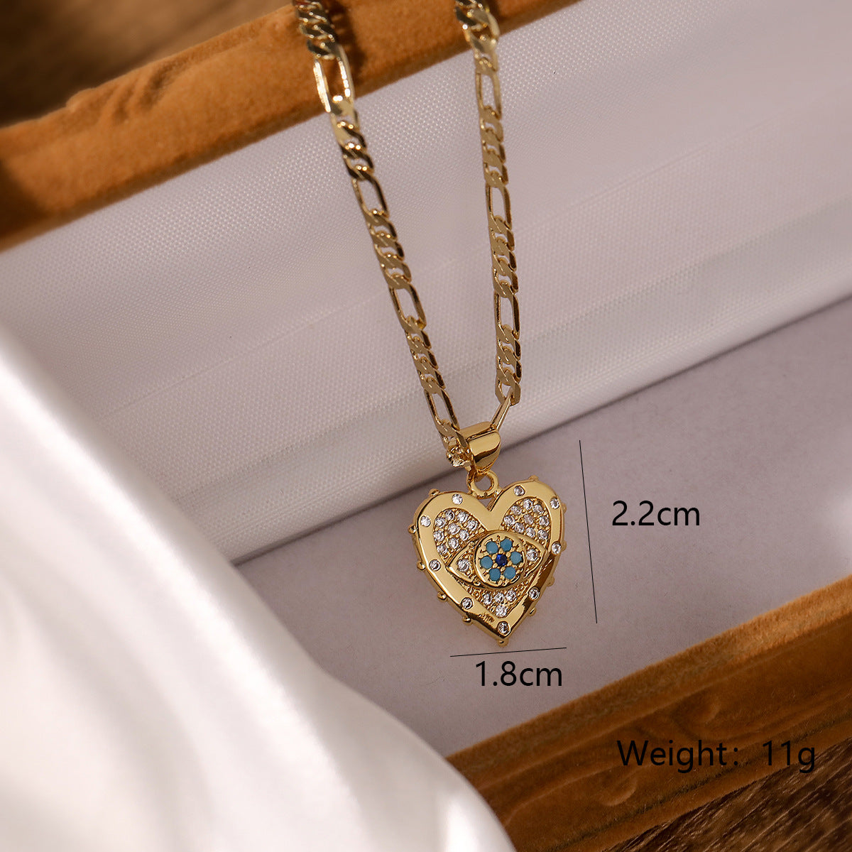 Parure Élégante Plaquée Or avec Pendentif en Zircon en Forme de Cœur - Collier et Boucles d'Oreilles (CJ)