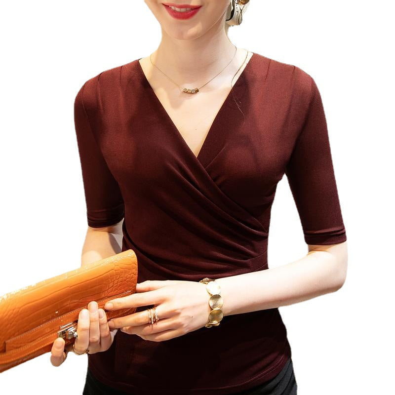 WesternChic- Haut en Maille à Manches Moyennes pour Femmes