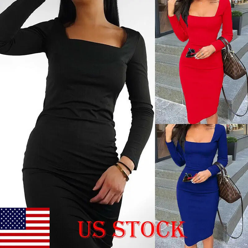 Robe en coton à manches longues pour femmes, tenue de soirée élégante et décontractée par ITFABS