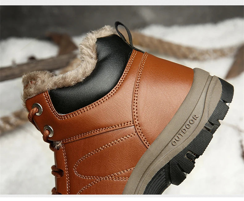 NordicShield - Bottes de Neige en Cuir et Peluche pour Hommes