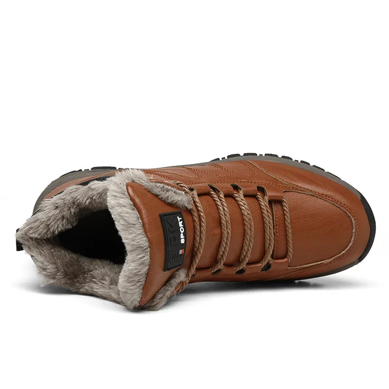 NordicShield - Bottes de Neige en Cuir et Peluche pour Hommes