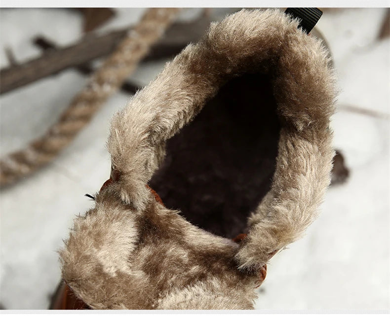 NordicShield - Bottes de Neige en Cuir et Peluche pour Hommes
