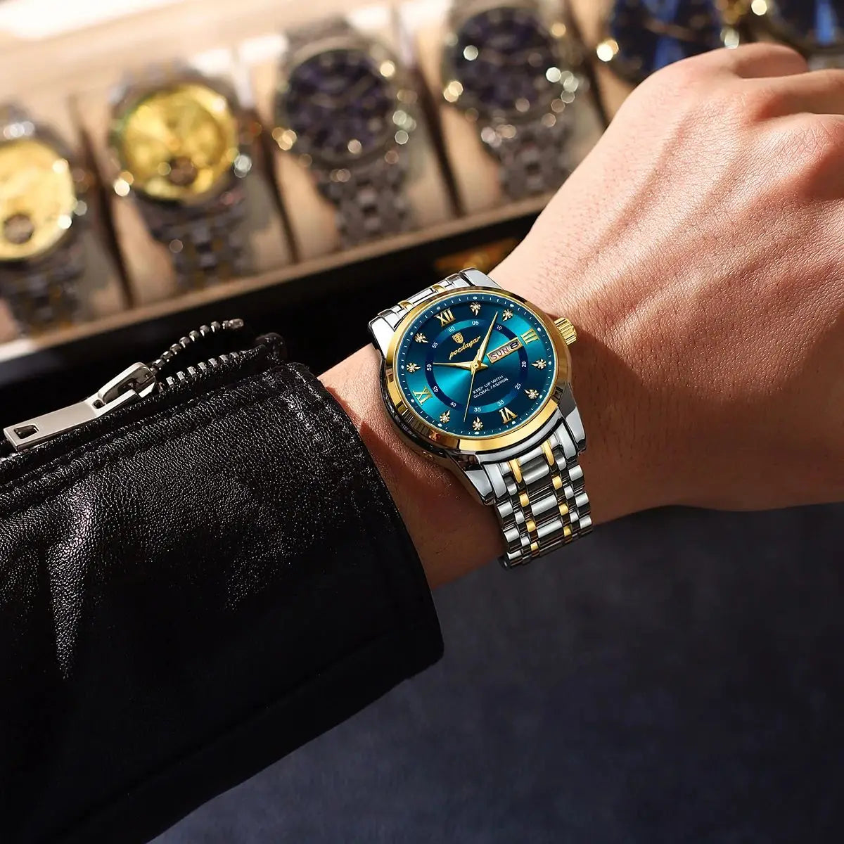 POEDAGAR Elite - Montre de Luxe en Acier Inoxydable pour Homme