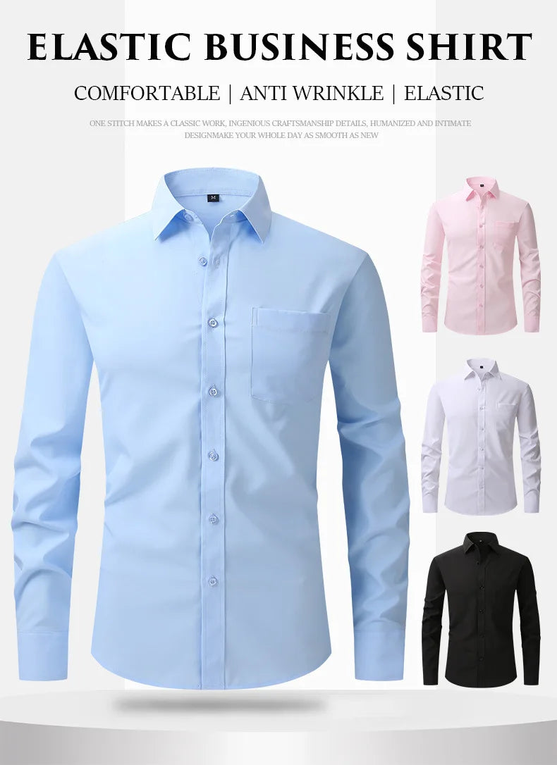 FlexFit - Chemise Slim Fit Manches Longues pour Hommes
