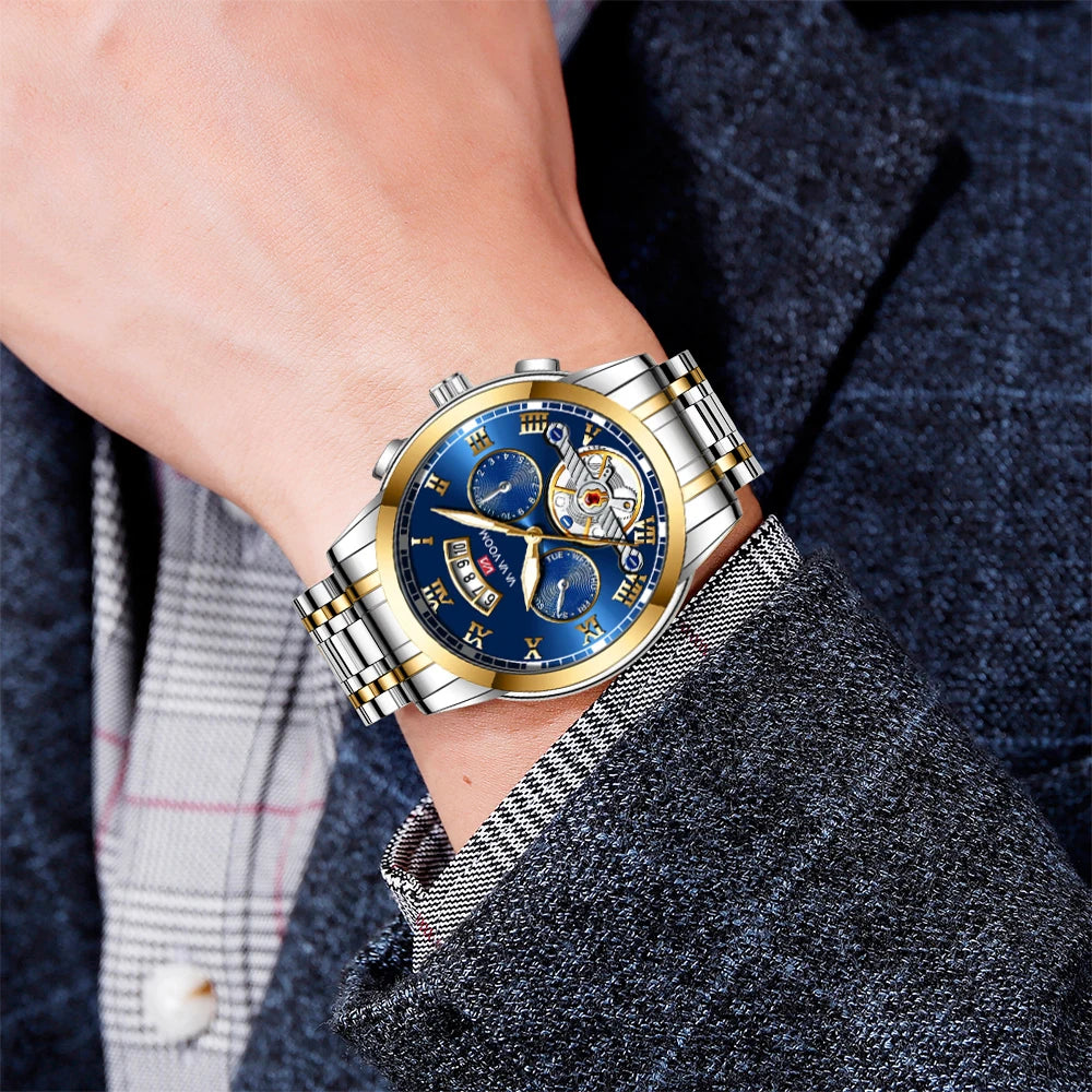 AquaSteel - Montre de Luxe en Acier Inoxydable pour Homme