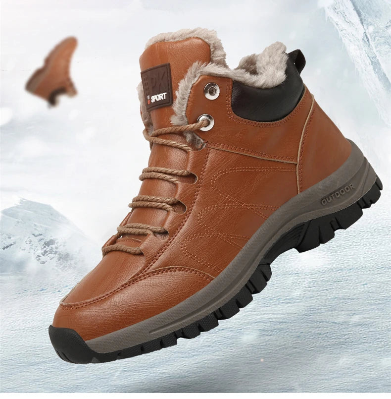 NordicShield - Bottes de Neige en Cuir et Peluche pour Hommes