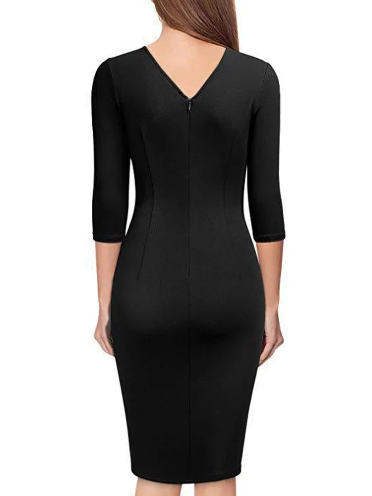 EleganceLine - Robe Courte Col V Élégante pour Femmes