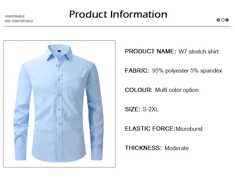 FlexFit - Chemise Slim Fit Manches Longues pour Hommes