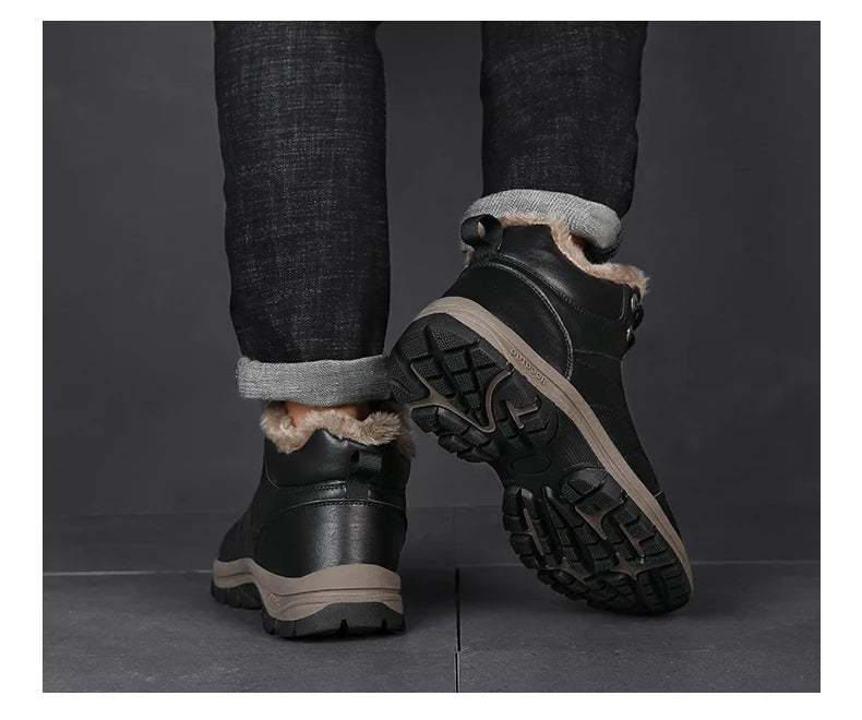NordicShield - Bottes de Neige en Cuir et Peluche pour Hommes