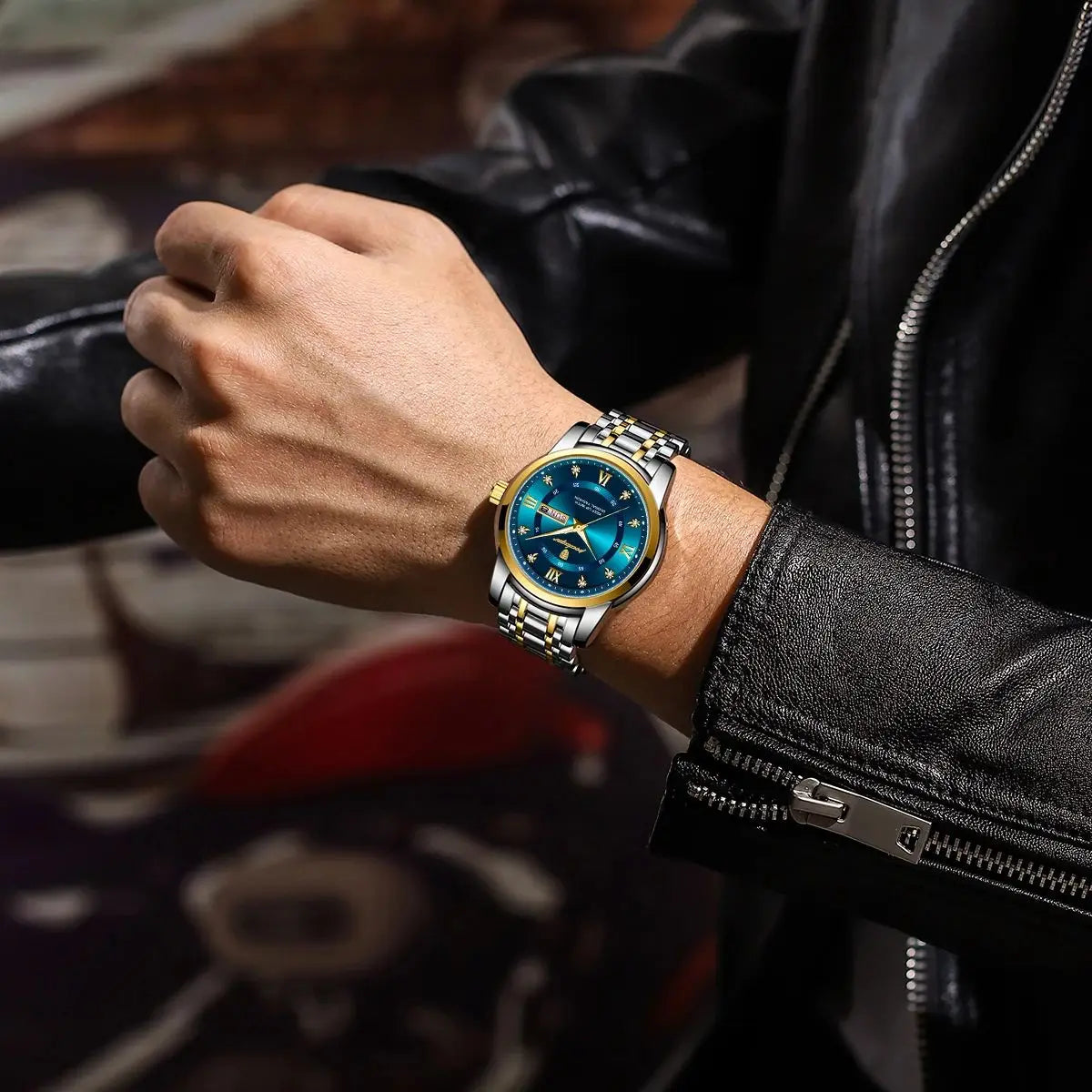 POEDAGAR Elite - Montre de Luxe en Acier Inoxydable pour Homme