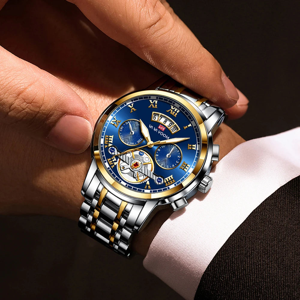 AquaSteel - Montre de Luxe en Acier Inoxydable pour Homme