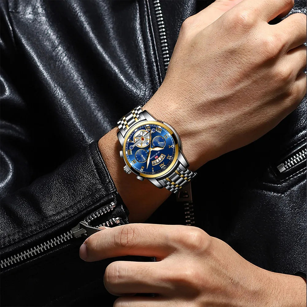 AquaSteel - Montre de Luxe en Acier Inoxydable pour Homme