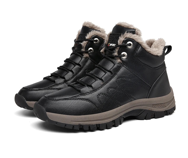 NordicShield - Bottes de Neige en Cuir et Peluche pour Hommes