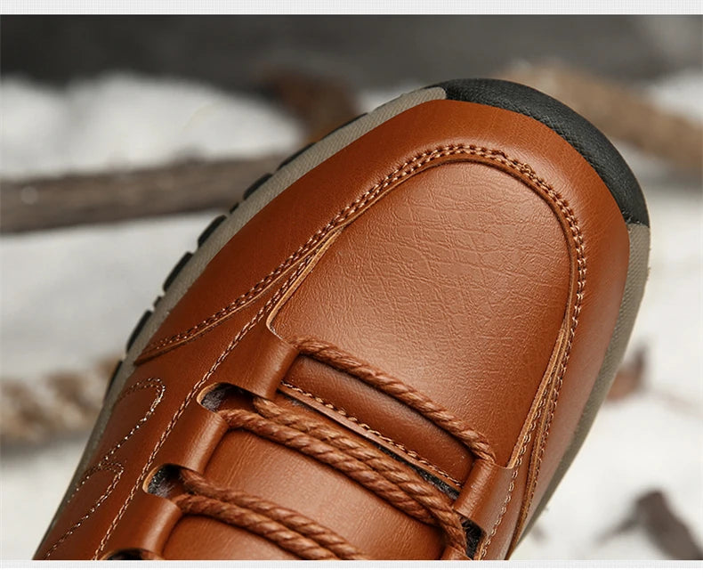 NordicShield - Bottes de Neige en Cuir et Peluche pour Hommes
