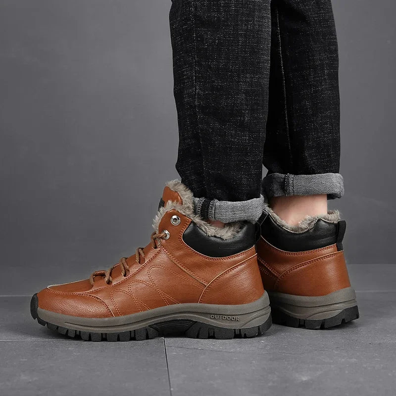 NordicShield - Bottes de Neige en Cuir et Peluche pour Hommes