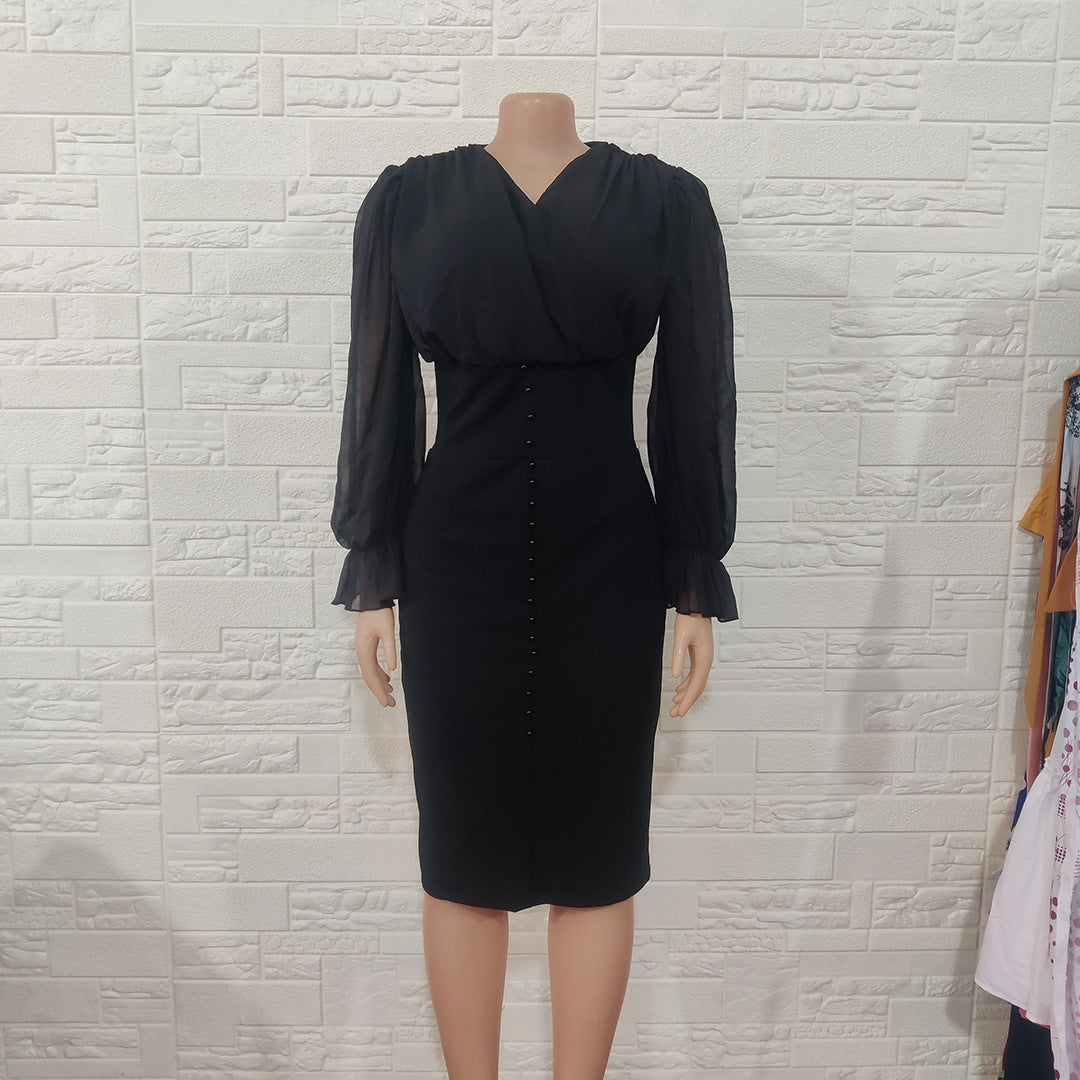 New Women's Mid-length Package Hip Dress