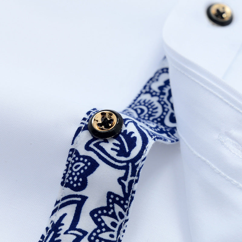 Blue Prestige - Chemise Slim Porcelaine pour Homme