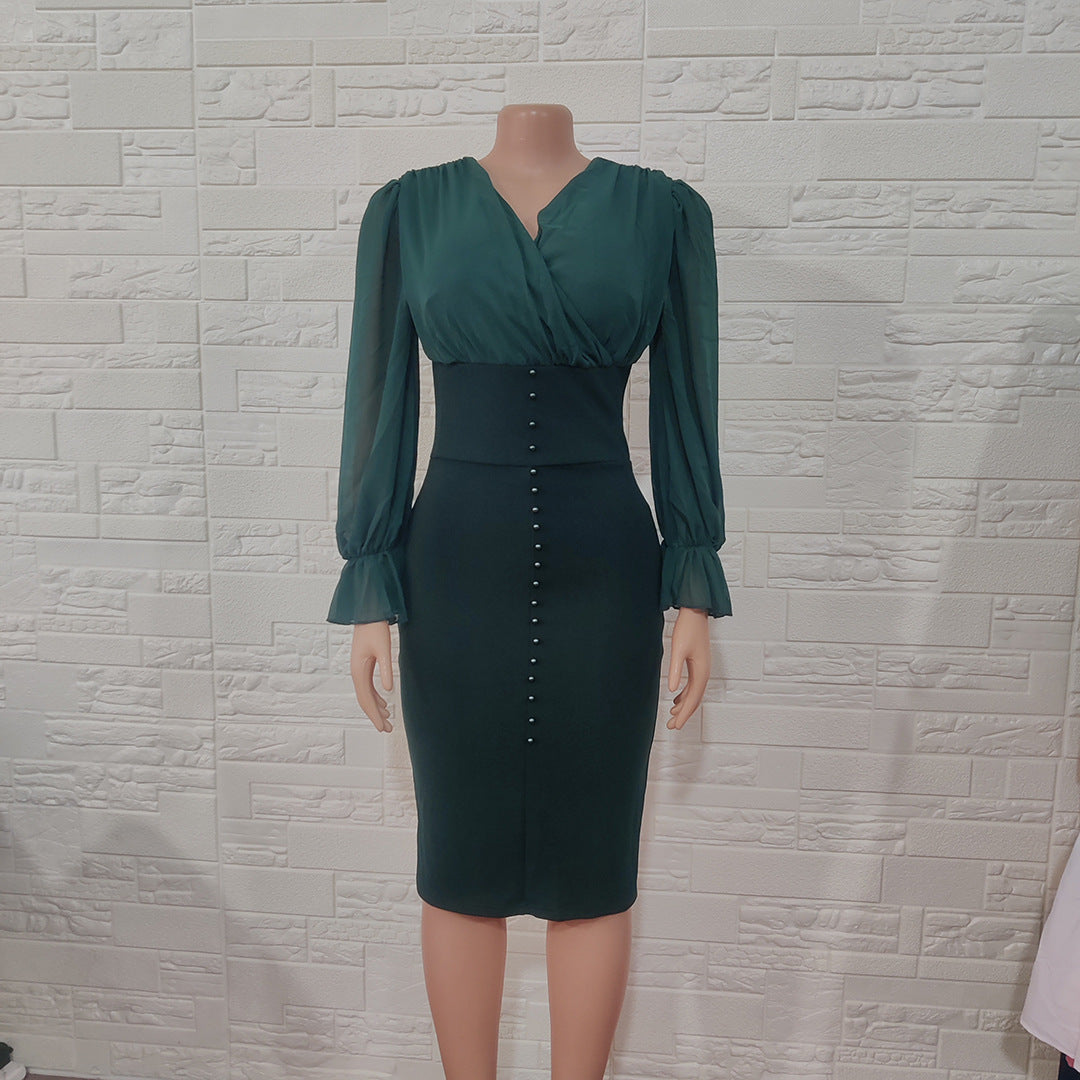 New Women's Mid-length Package Hip Dress