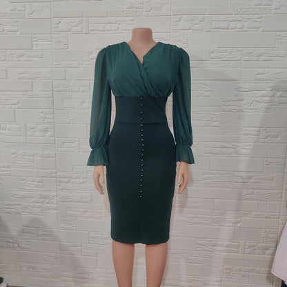 New Women's Mid-length Package Hip Dress