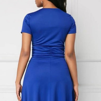 Robe élégante à col en V pour femmes, robe de bureau pour dames, ourlet asymétrique, bustier tubulaire, manches courtes, soirée, tempérament