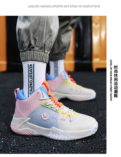Original Men Womens Mid-Top Basketball Sneakers Cushioning Sports Shoes Shock Absorbing Anti-Slip Basket Shoes Unisex Size 36-45