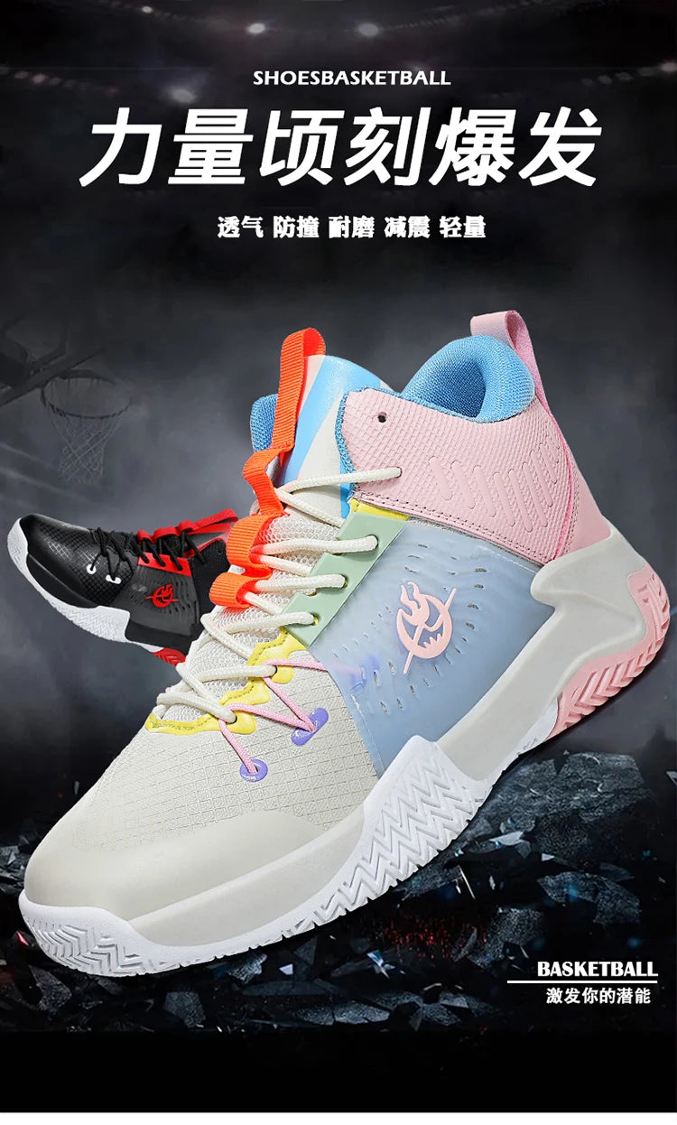 Original Men Womens Mid-Top Basketball Sneakers Cushioning Sports Shoes Shock Absorbing Anti-Slip Basket Shoes Unisex Size 36-45