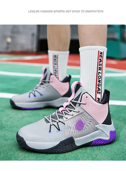 Original Men Womens Mid-Top Basketball Sneakers Cushioning Sports Shoes Shock Absorbing Anti-Slip Basket Shoes Unisex Size 36-45