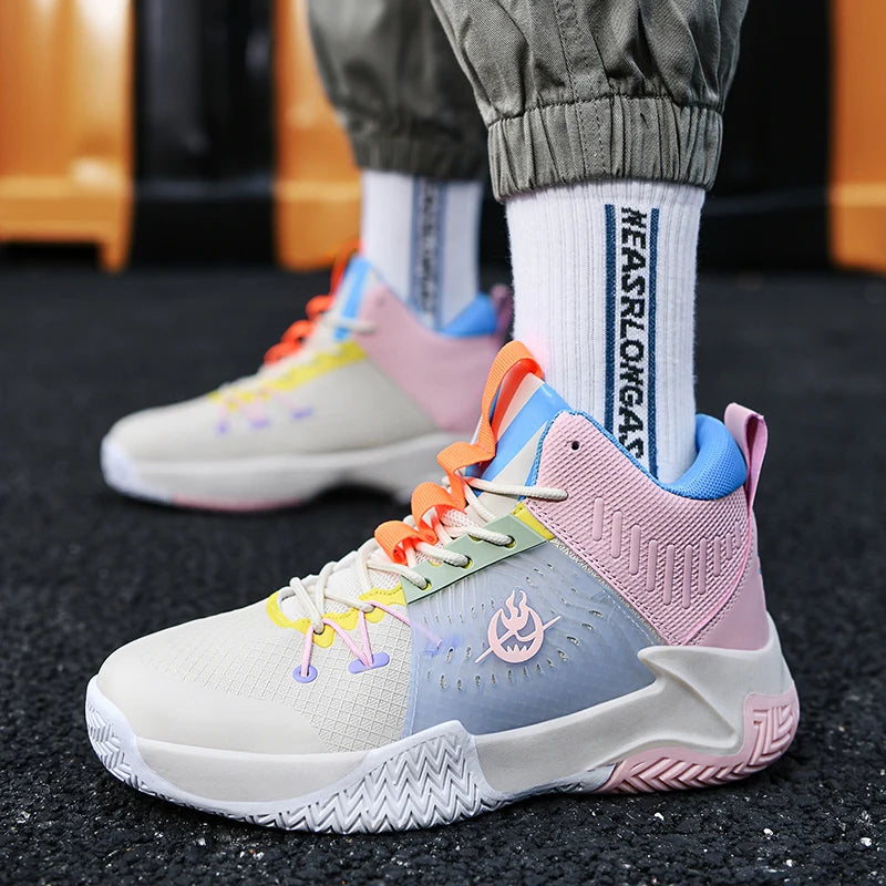 Original Men Womens Mid-Top Basketball Sneakers Cushioning Sports Shoes Shock Absorbing Anti-Slip Basket Shoes Unisex Size 36-45