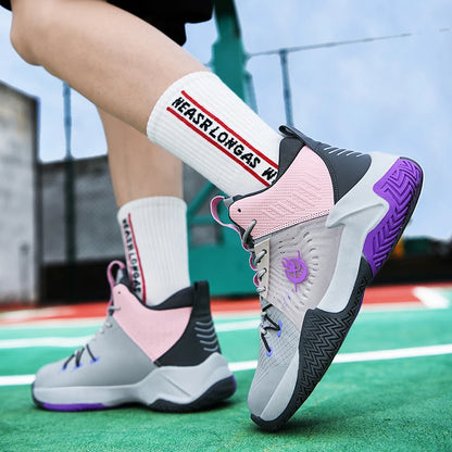 Original Men Womens Mid-Top Basketball Sneakers Cushioning Sports Shoes Shock Absorbing Anti-Slip Basket Shoes Unisex Size 36-45