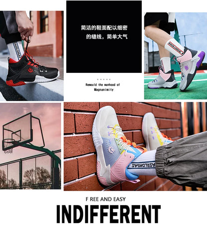 Original Men Womens Mid-Top Basketball Sneakers Cushioning Sports Shoes Shock Absorbing Anti-Slip Basket Shoes Unisex Size 36-45