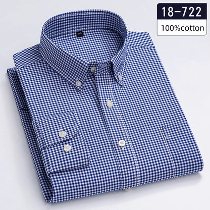 New in shirt hight-qulity100%Cotton long-sleeve shirts for men slim fit casual soft plaid tops sligle pocket houndstooth clothes