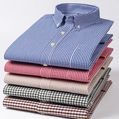 New in shirt hight-qulity100%Cotton long-sleeve shirts for men slim fit casual soft plaid tops sligle pocket houndstooth clothes