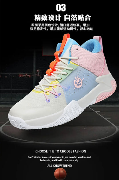 Original Men Womens Mid-Top Basketball Sneakers Cushioning Sports Shoes Shock Absorbing Anti-Slip Basket Shoes Unisex Size 36-45