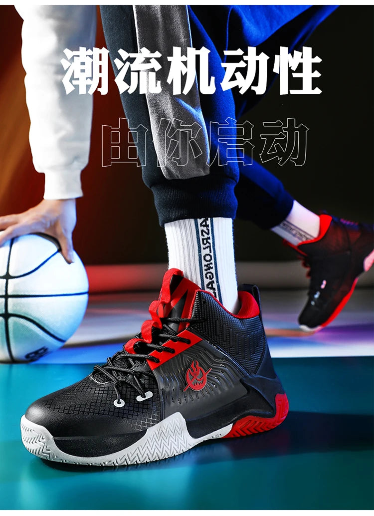 Original Men Womens Mid-Top Basketball Sneakers Cushioning Sports Shoes Shock Absorbing Anti-Slip Basket Shoes Unisex Size 36-45