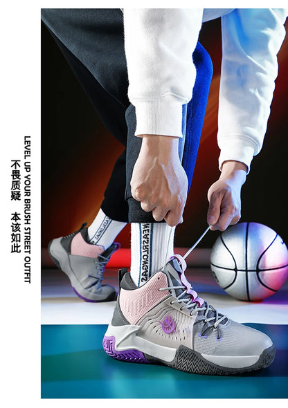 Original Men Womens Mid-Top Basketball Sneakers Cushioning Sports Shoes Shock Absorbing Anti-Slip Basket Shoes Unisex Size 36-45