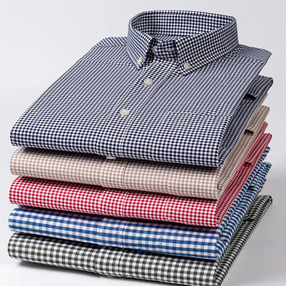 New in shirt hight-qulity100%Cotton long-sleeve shirts for men slim fit casual soft plaid tops sligle pocket houndstooth clothes