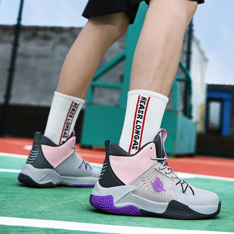 Original Men Womens Mid-Top Basketball Sneakers Cushioning Sports Shoes Shock Absorbing Anti-Slip Basket Shoes Unisex Size 36-45