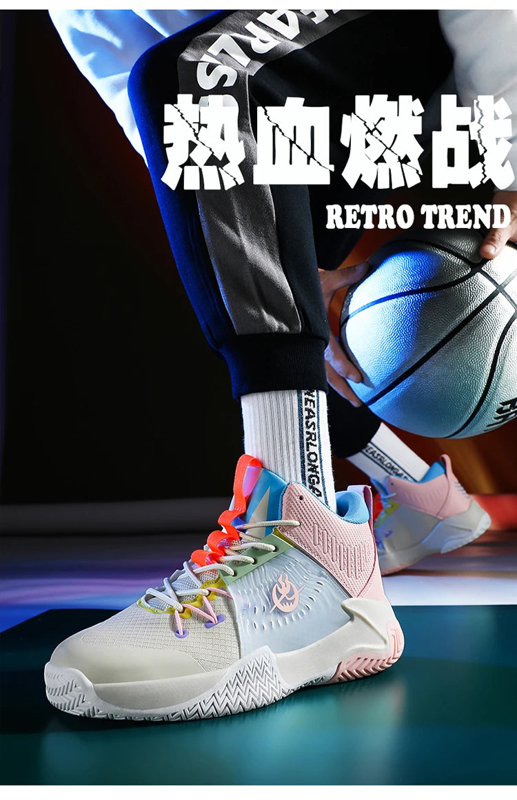 Original Men Womens Mid-Top Basketball Sneakers Cushioning Sports Shoes Shock Absorbing Anti-Slip Basket Shoes Unisex Size 36-45