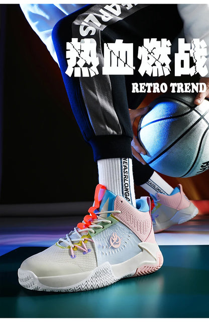 Original Men Womens Mid-Top Basketball Sneakers Cushioning Sports Shoes Shock Absorbing Anti-Slip Basket Shoes Unisex Size 36-45