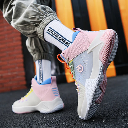 Original Men Womens Mid-Top Basketball Sneakers Cushioning Sports Shoes Shock Absorbing Anti-Slip Basket Shoes Unisex Size 36-45