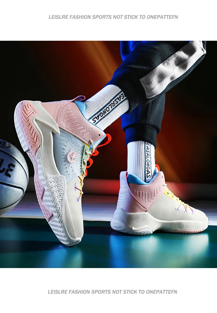 Original Men Womens Mid-Top Basketball Sneakers Cushioning Sports Shoes Shock Absorbing Anti-Slip Basket Shoes Unisex Size 36-45