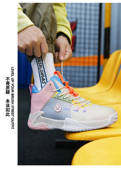 Original Men Womens Mid-Top Basketball Sneakers Cushioning Sports Shoes Shock Absorbing Anti-Slip Basket Shoes Unisex Size 36-45