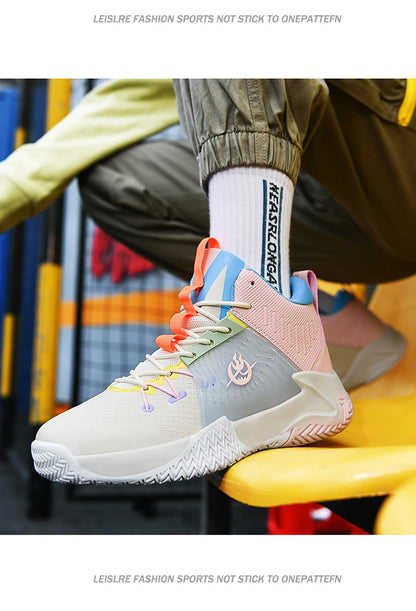 Original Men Womens Mid-Top Basketball Sneakers Cushioning Sports Shoes Shock Absorbing Anti-Slip Basket Shoes Unisex Size 36-45