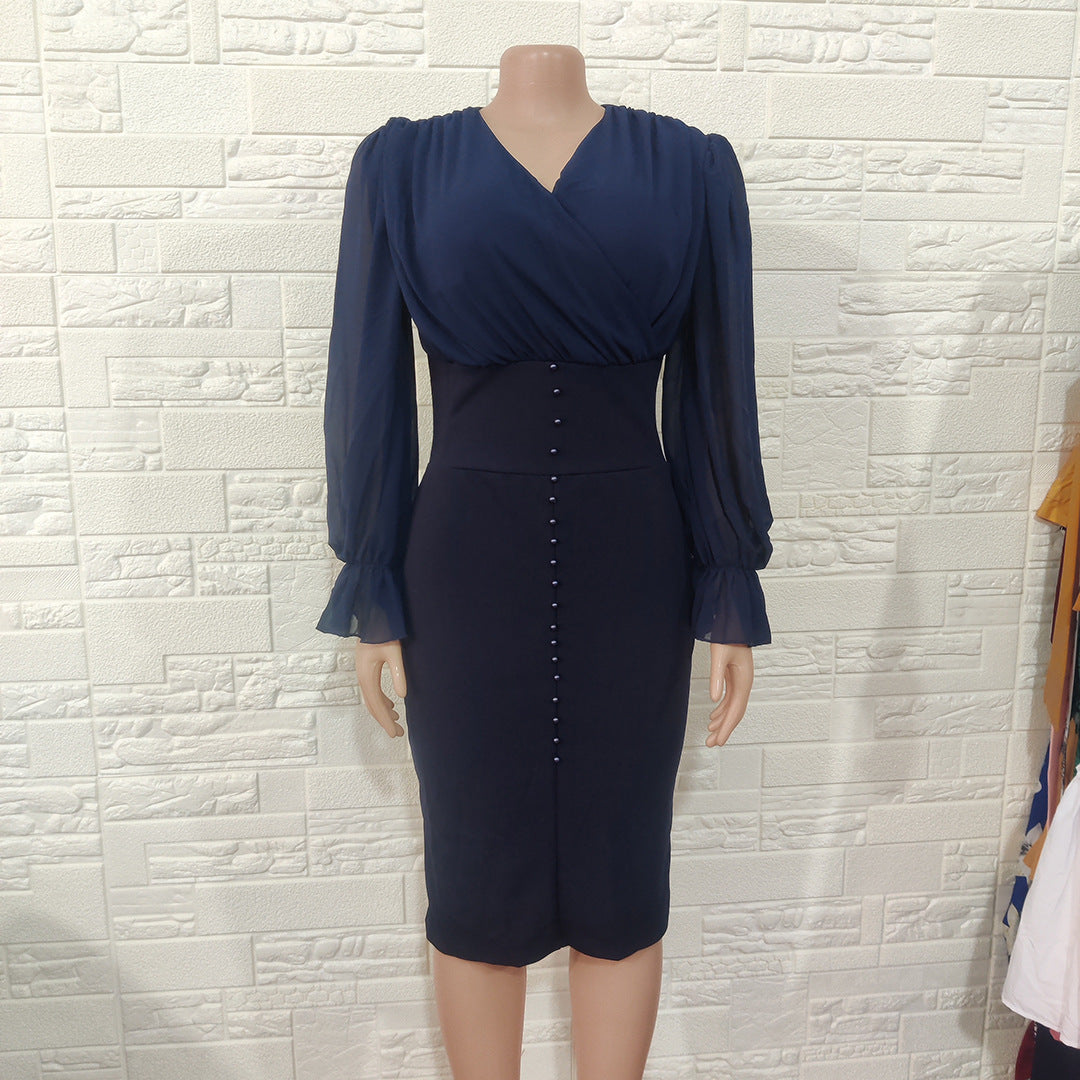 New Women's Mid-length Package Hip Dress