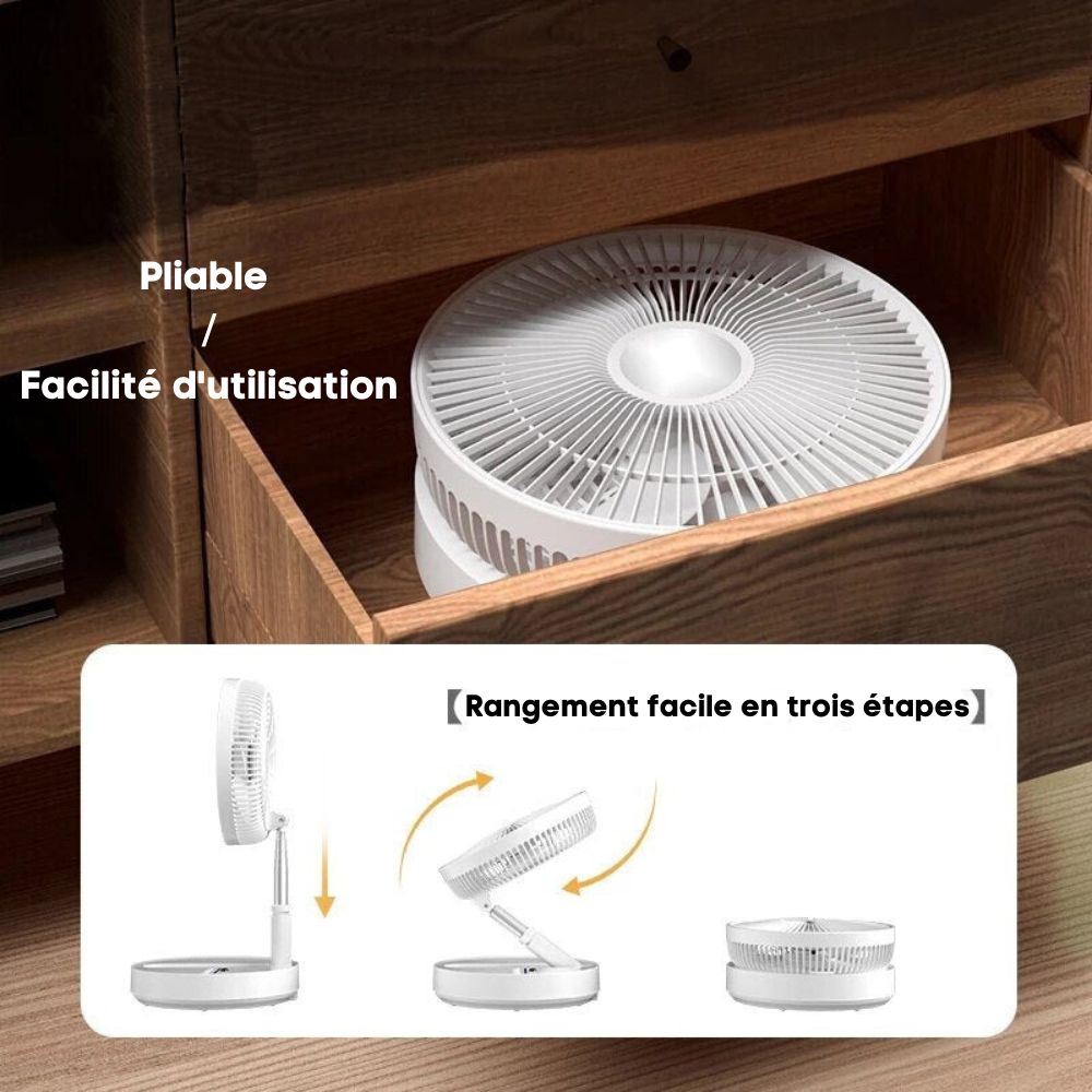 FoldAir - Ventilateur portable rétractable sans fil (CJ) - HARMONIA STYLE