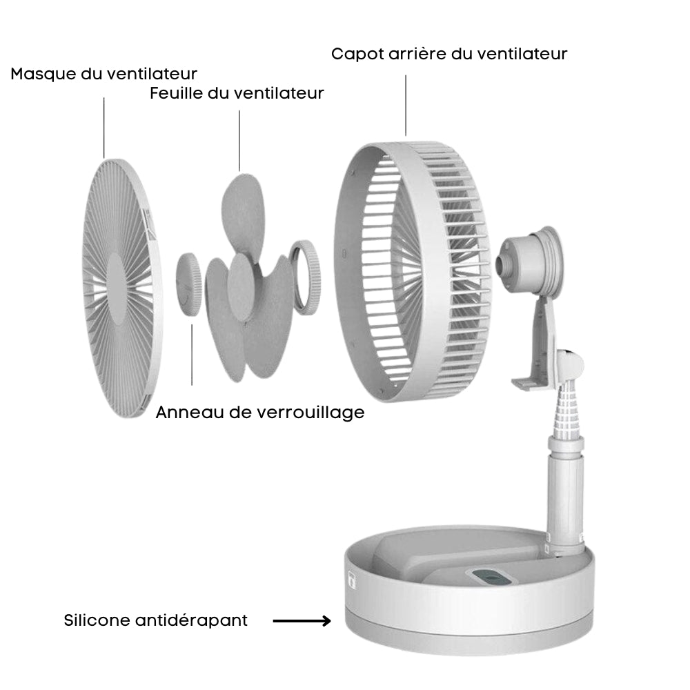 FoldAir - Ventilateur portable rétractable sans fil (CJ) - HARMONIA STYLE